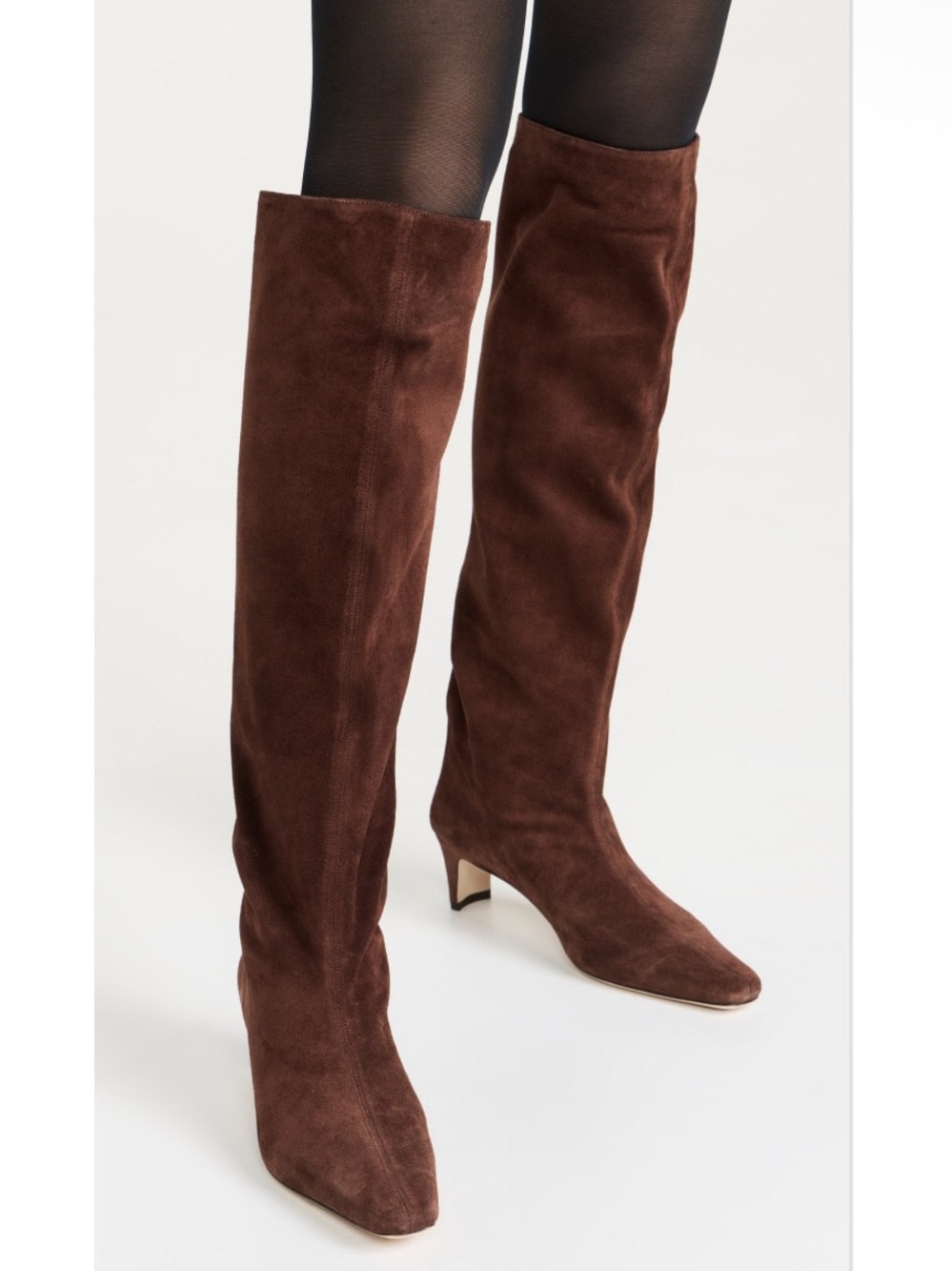 Staud Wally Suede Chocolate Brown Mahogany Heeled Knee High Boots Size 42/US 12